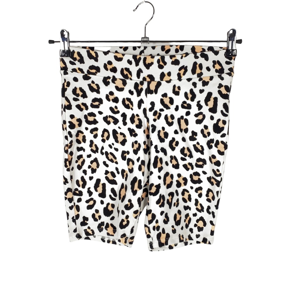 torrid Leopard Print Bike Shorts in Black, White & Tan